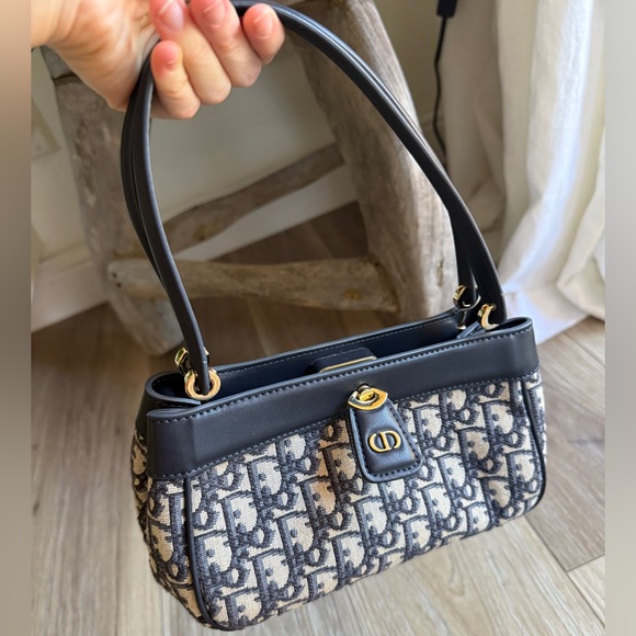 Dior Handbags - Christian Dior Oblique Jacquard Top Handle Bag Small